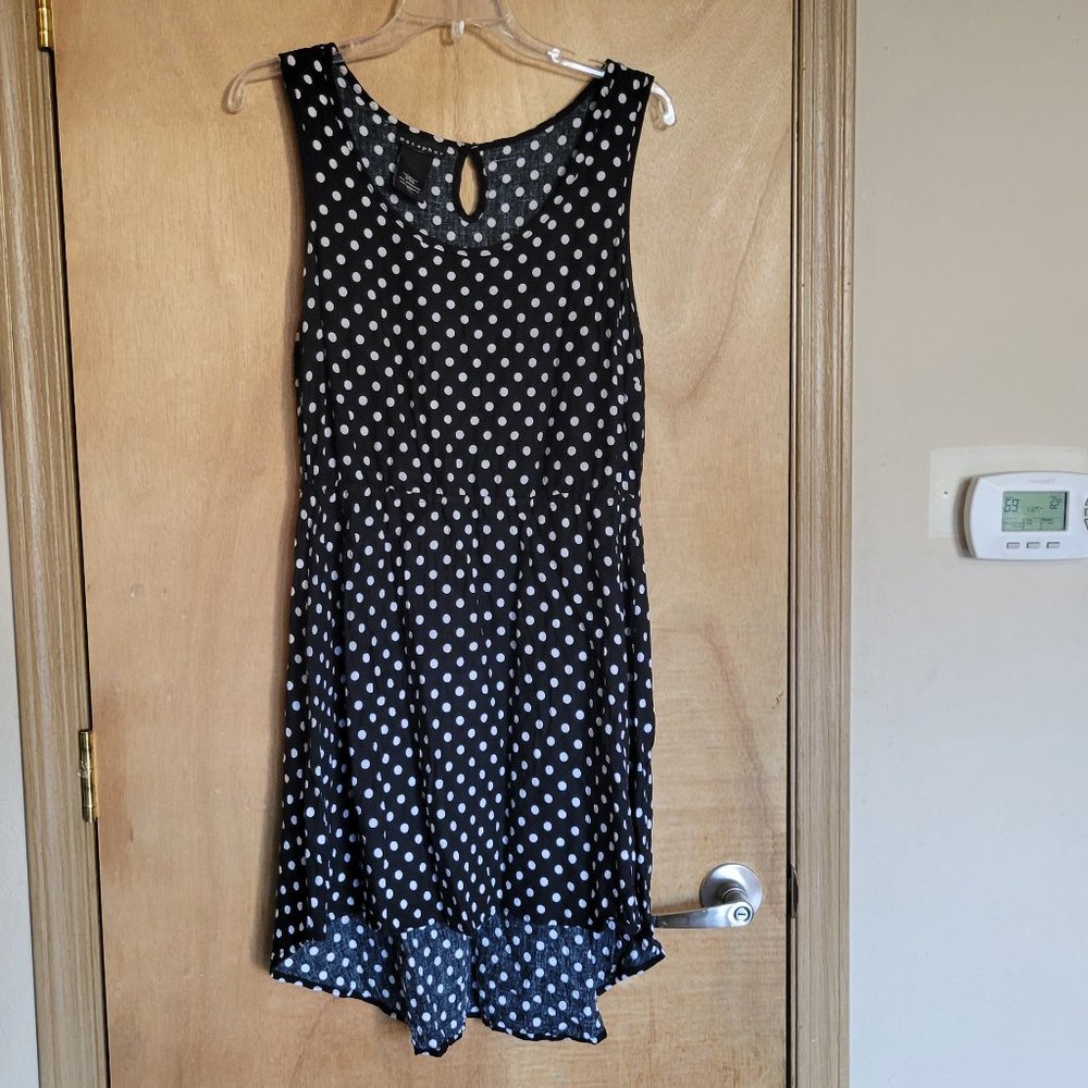 Metaphor Dress Petite Large Black White Polka Dot  Sleeveless Hi-Low Hem